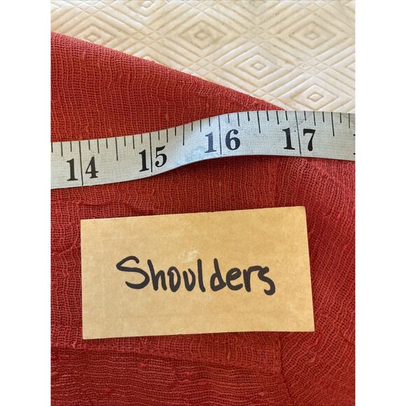 Coldwater Creek Orange Sheer Layering Gauze Button Up Shirt Size PM 3/4 Sleeves - Picture 14 of 16